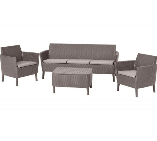 Комплект с тройным диваном Keter Salemo 3 seater set капучино 238589 Комплект с тройным диваном Keter Salemo 3 seater set капучино 238589