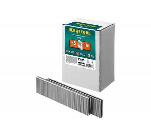 KRAFTOOL скобы тип 55, 30 мм, скобы для степлера узкие 31789-30 KRAFTOOL скобы тип 55, 30 мм, скобы для степлера узкие 31789-30