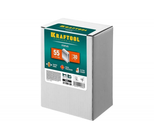 KRAFTOOL скобы тип 55, 30 мм, скобы для степлера узкие 31789-30 KRAFTOOL скобы тип 55, 30 мм, скобы для степлера узкие 31789-30