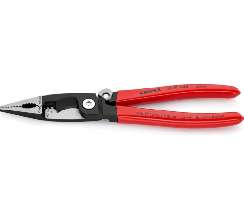 Электромонтажные клещи Knipex 6-в-1, 200 мм, защелка-"собачка", черные, 1К ручки, KN-1391200SB