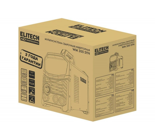 Инверторный сварочный аппарат Elitech HD WM 300 SYN 204472