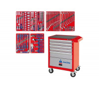 Набор инструментов в красной тележке MACTAK СТАРТ 161 предмет 52-05161R01