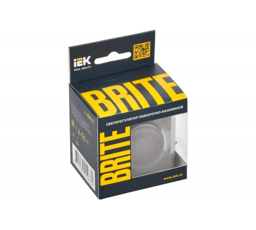 Поворотно-нажимной светорегулятор IEK Brite сс10-1-0-брс 600вт, сталь BR-D20-0600-K46