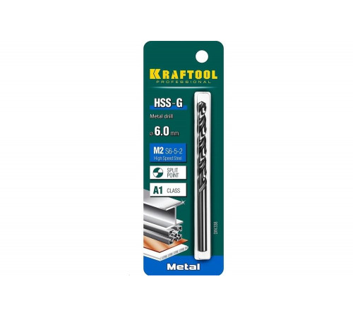 KRAFTOOL Ø 6 х 93 мм, HSS-G, сталь М2 (S6-5-2), класс A, сверло по металлу 29651-6 Pro KRAFTOOL Ø 6 х 93 мм, HSS-G, сталь М2 (S6-5-2), класс A, сверло по металлу 29651-6 Pro