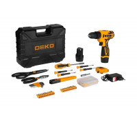 Аккумуляторная дрель-шуруповерт DEKO Banger 12V Li-Ion + набор инструмента 93 предмета, 2х1,5 Ач, з/у, 063-4168