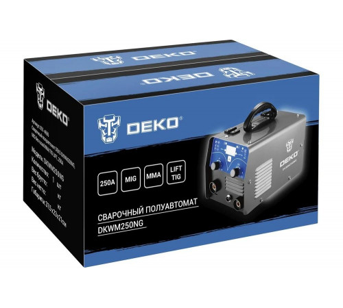 Сварочный полуавтомат DEKO DKWM250NG, MIG без газа/MMA/TIG LIFT, 250А 051-4696
