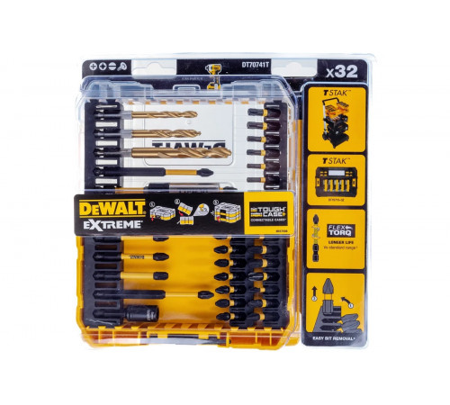 Набор бит, насадок и сверл FLEXTORQ 32 предмета DEWALT DT70741T-QZ