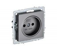 1-местная розетка IEK Brite рс10-1-0-брс без заземления, без защитных шторок, 10А, сталь BR-R10-10-K46