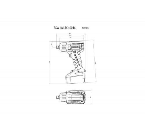 Аккумуляторный гайковерт Metabo SSW 18 LTX 400 BL 602205800