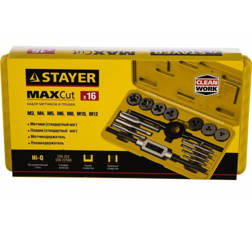 STAYER 16 предметов, набор метчиков и плашек MaxCut 28010-H16_z01