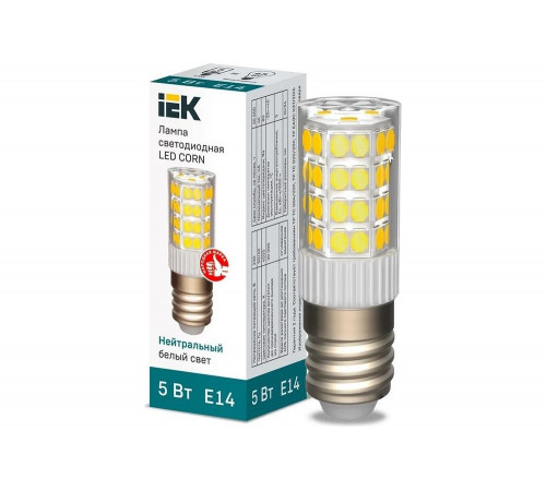 Светодиодная лампа IEK corn капсула 5вт 230в 4000к керамика e14 LLE-CORN-5-230-40-E14