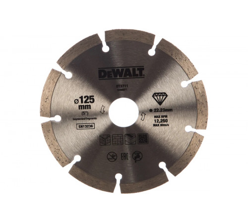 Диск алмазный сегментированный для УШМ универсальный (125х22,2 мм) DEWALT DT 3711