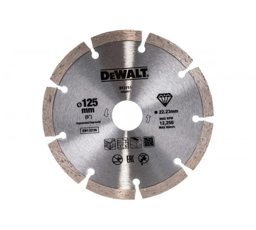 Диск алмазный сегментированный для УШМ универсальный (125х22,2 мм) DEWALT DT 3711