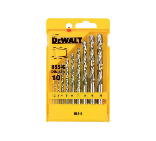 Набор сверл по металлу (1-10 мм, 10 шт., в пластиковой кассете) DEWALT DT5921