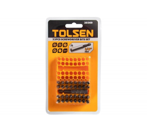 Набор вставок бит 1/4", Security hex, TorxTR, Spanner, Torg-Set, Tri-Wing, 33 предмета TOLSEN TT20369 Набор вставок бит 1/4", Security hex, TorxTR, Spanner, Torg-Set, Tri-Wing, 33 предмета TOLSEN TT20369