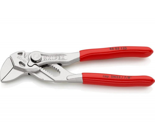 Переставные клещи-ключ Knipex 125 мм, 23 мм (7/8"), хром, 1К ручки, KN-8603125SB Переставные клещи-ключ Knipex 125 мм, 23 мм (7/8"), хром, 1К ручки, KN-8603125SB