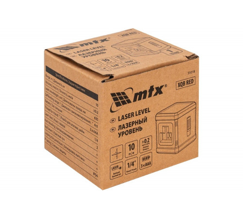 Лазерный уровень MTX xqb red basic set, 10 м, красный луч, батарейки, резьба 1/4" 35018 Лазерный уровень MTX xqb red basic set, 10 м, красный луч, батарейки, резьба 1/4" 35018