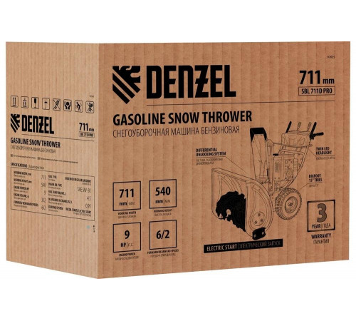 Бензиновый снегоуборщик Denzel SBL 711D PRO, 302cc 97655