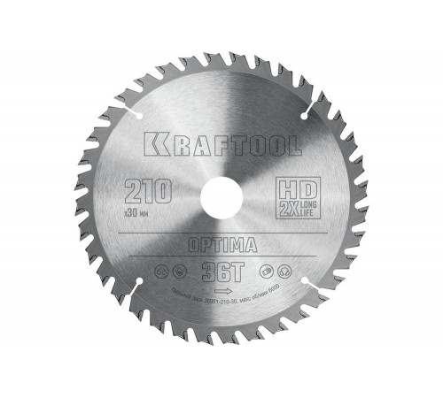 Диск пильный по дереву Optima 210x30 мм, 36Т KRAFTOOL 36951-210-30 Диск пильный по дереву Optima 210x30 мм, 36Т KRAFTOOL 36951-210-30