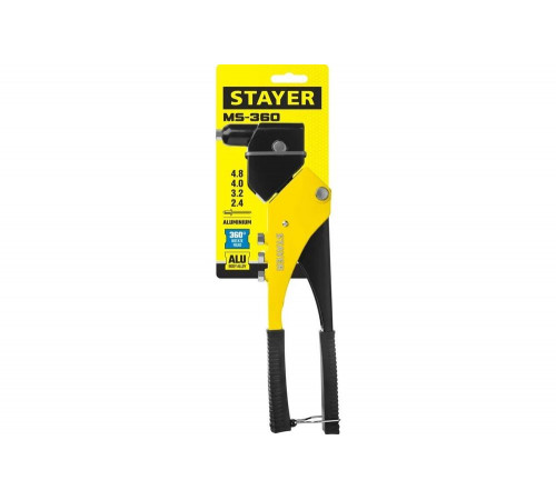 STAYER заклепки 2,4-4,8 мм из алюминия, литой корпус 0-360°, заклепочник поворотный 3110_z01 STAYER заклепки 2,4-4,8 мм из алюминия, литой корпус 0-360°, заклепочник поворотный 3110_z01