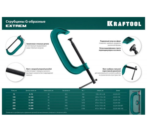 KRAFTOOL G, 200 мм, струбцина 32229-200