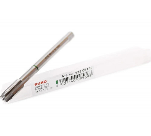Машинный метчик Ruko М 8 Шаг 1.25 мм HSSE-Co5 232081E Машинный метчик Ruko М 8 Шаг 1.25 мм HSSE-Co5 232081E