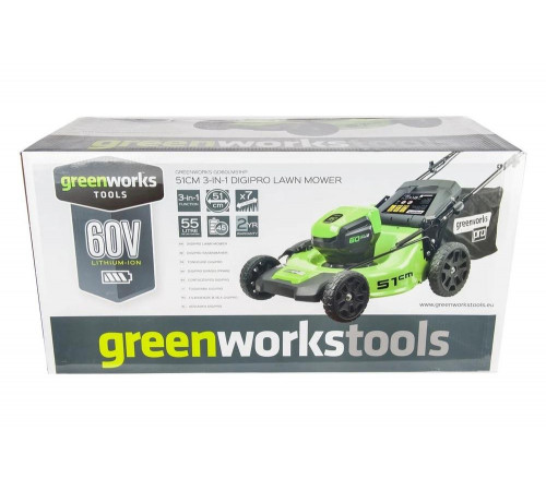 Аккумуляторная газонокосилка GREENWORKS GD60LM51HPK4 (2502707UB)