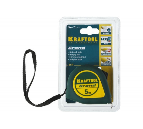 KRAFTOOL 5 м х 25 мм, рулетка GRAND 34022-05-25