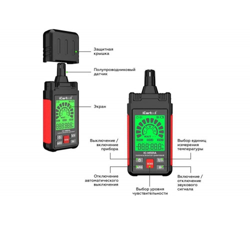 Цифровой детектор утечки взрывоопасных газов iCarTool 0-1000 ppm IC-M101A Цифровой детектор утечки взрывоопасных газов iCarTool 0-1000 ppm IC-M101A