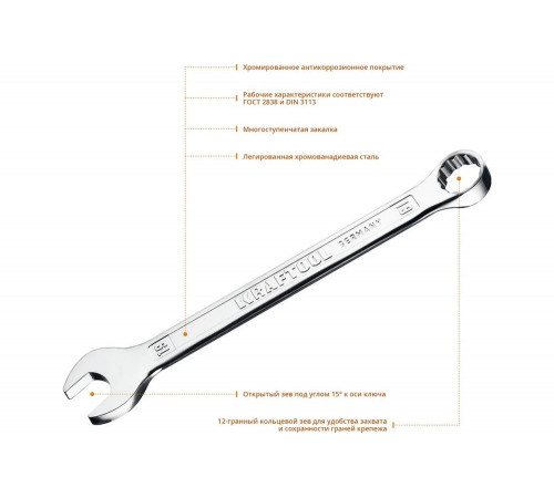 KRAFTOOL 19 мм, комбинированный гаечный ключ 27079-19_z01