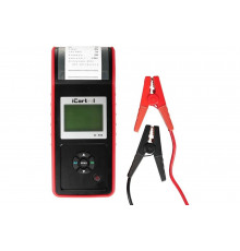 Тестер аккумуляторных батарей iCartool IC-500, АКБ 12/24В, до 2000А, тест системы пуска и зарядки, вольтметр, съемные кабели, принтер