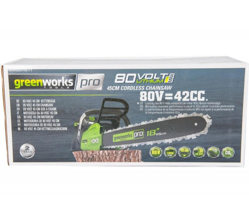Аккумуляторная бесщеточная цепная пила Greenworks GD80CS50 2000507 Аккумуляторная бесщеточная цепная пила Greenworks GD80CS50 2000507