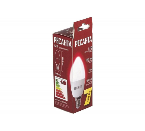 Светодиодная лампа Ресанта LL-R-C37-7W-230-3K-E14 Светодиодная лампа Ресанта LL-R-C37-7W-230-3K-E14