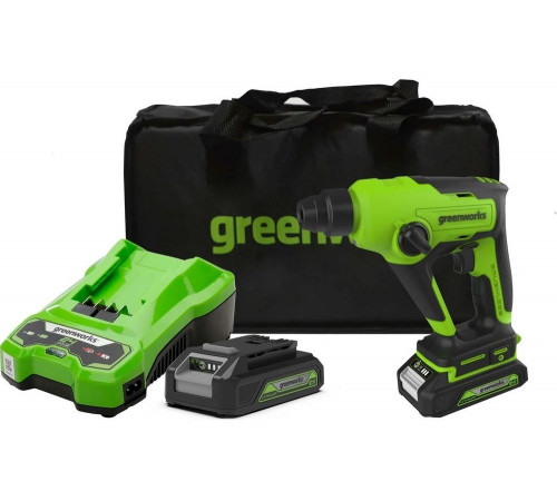 Аккумуляторный бесщеточный перфоратор GreenWorks GD24SDS1K2 3803107UA