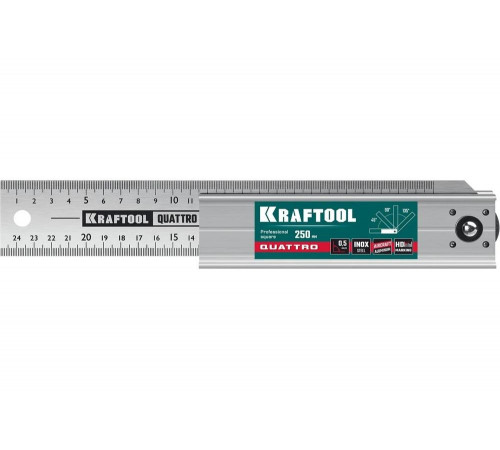 Kraftool 250 мм, 4 положения, складной столярный угольник QUATTRO 3444