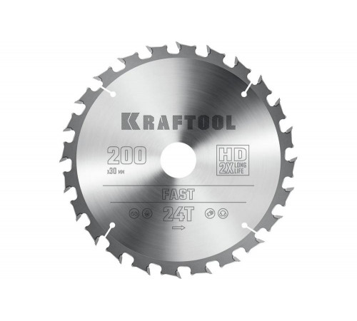 Диск пильный по дереву KRAFTOOL Fast 200x30 мм, 24Т 36950-200-30 Диск пильный по дереву KRAFTOOL Fast 200x30 мм, 24Т 36950-200-30