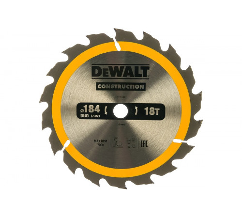 Пильный диск CONSTRUCT 184х16 мм, 18Т, ATB +20град DEWALT DT1938