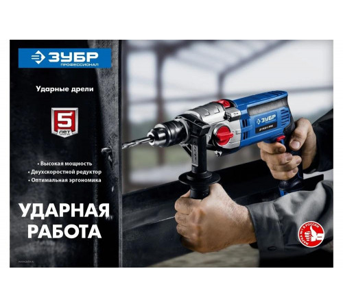 Ударная дрель Зубр ПРОФЕССИОНАЛ ДУ-П850-2 ЭРМ Ударная дрель Зубр ПРОФЕССИОНАЛ ДУ-П850-2 ЭРМ