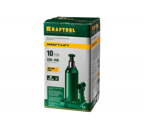 KRAFTOOL 10 т, 230-456 мм, домкрат гидравлический бутылочный сварной Kraft-Lift 43462-10_z01