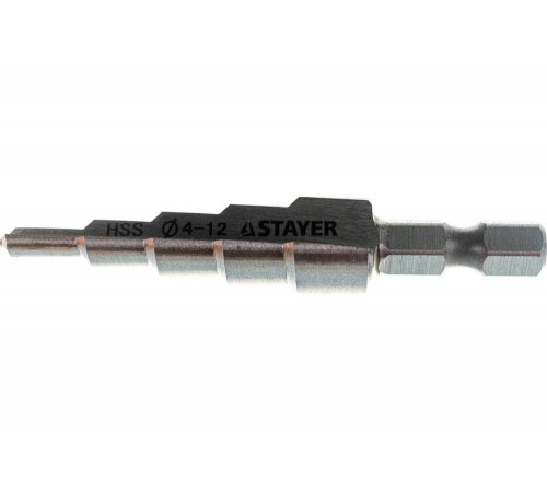 STAYER 4-12 мм, 5 ступеней, HSS, сверло ступенчатое 29660-4-12-5 Master