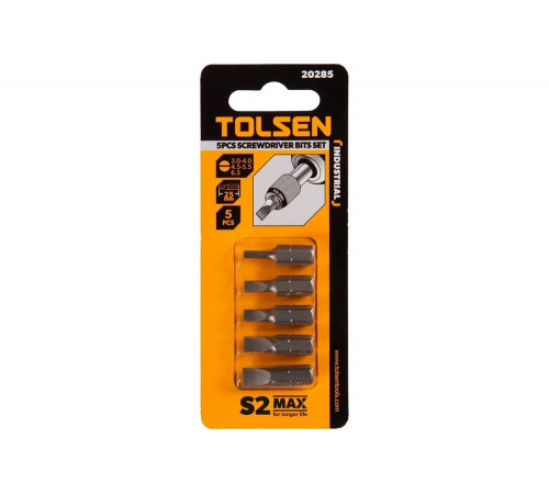 Набор вставок бит торцевых 1/4", Slotted, 3-6.5 мм, 25 мм, 5 предметов TOLSEN TT20285