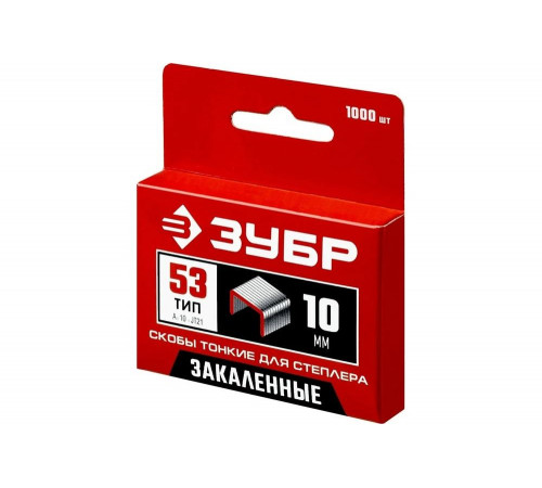 ЗУБР скобы тип 53 (A / 10 / JT21), 10 мм, 1000 шт., скобы тонкие закаленные 31625-10 Мастер ЗУБР скобы тип 53 (A / 10 / JT21), 10 мм, 1000 шт., скобы тонкие закаленные 31625-10 Мастер