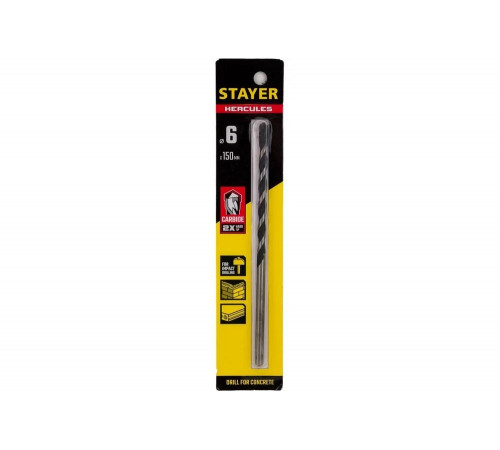 STAYER 6 x 150 мм, сверло по бетону HERCULES 2915-150-06_z01 PROFESSIONAL STAYER 6 x 150 мм, сверло по бетону HERCULES 2915-150-06_z01 PROFESSIONAL