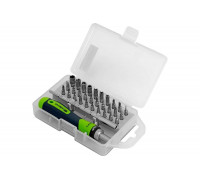 Реверсивная отвертка для точных работ с набором бит и торцевых головок СИБРТЕХ 32 предмета 13370