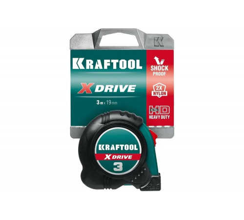 KRAFTOOL 3 м х 19 мм, ударостойкий обрезиненный корпус, рулетка X-Drive 34122-03-19_z02 KRAFTOOL 3 м х 19 мм, ударостойкий обрезиненный корпус, рулетка X-Drive 34122-03-19_z02