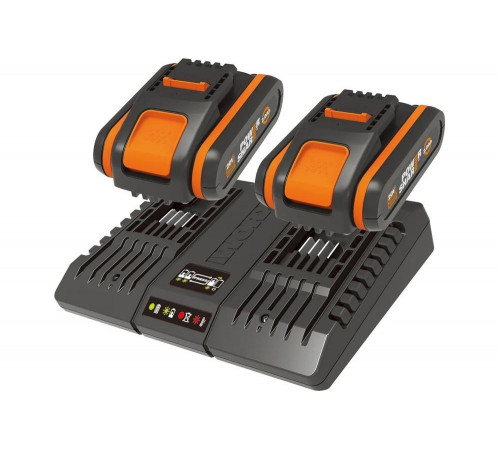 Комплект: Двойное зарядное устройство WORX WA3869 + 2 АКБ 2.0 А/ч Комплект: Двойное зарядное устройство WORX WA3869 + 2 АКБ 2.0 А/ч