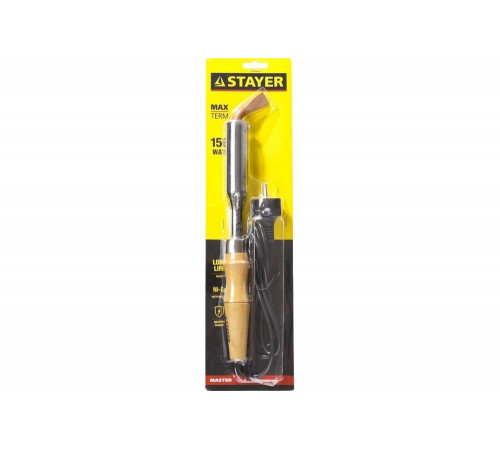 STAYER 150 Вт, 220 В, клин, электропаяльник для лужения с деревянной рукояткой Maxterm 55311-150 Master