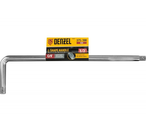 Вороток Denzel г-образный, 375x100 мм, квадрат 1/2", crv, матовый хром 14067 Вороток Denzel г-образный, 375x100 мм, квадрат 1/2", crv, матовый хром 14067