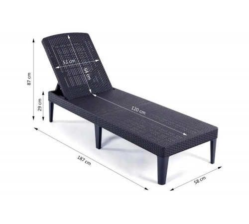 Шезлонг KETER Jaipur Sun lounger, with cushion графит 238416