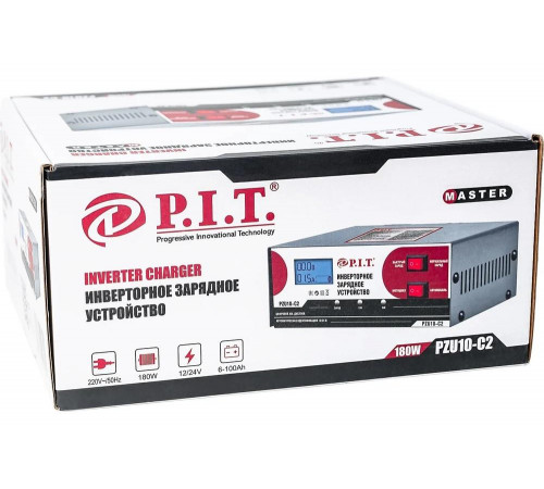 Зарядное инверторное устройство P.I.T. 12/24 В,6-100Ач,180Вт, дисп PZU10-C2 Зарядное инверторное устройство P.I.T. 12/24 В,6-100Ач,180Вт, дисп PZU10-C2